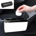 Car Trash Can, Leather Waterproof Automotive Garbage Can with Trash Bag, Hanging Mini Vehicle Trash Bin, Small Auto Door Organizer Storage Pouch, Universal Car Accessories (White)