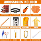 Car Roadside Emergency Kit, Car Safety Kit Portable Car Kits for Emergency with Jumper Cable, Safety Hammer, Orange