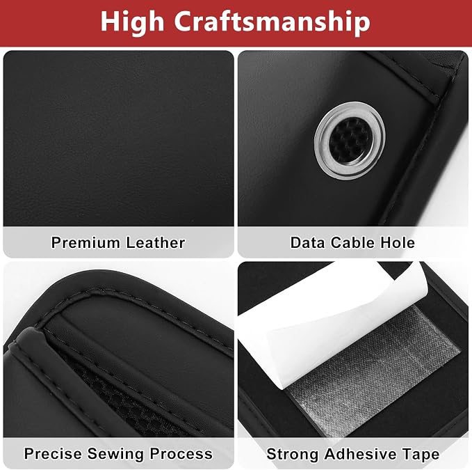 Car Seat Side Storage Pocket, Small Car Seat Organizers PU Leather Car Console Organizer Pocket Multifunctional Console Side Organizer Bag for Phone, Keys, Sunglass, Wallet, 1Pack