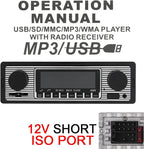 12V Bluetooth Car Radio MP3 Player Vehicle Stereo Audio Support FM/USB/SD/AUX with Remote Control
