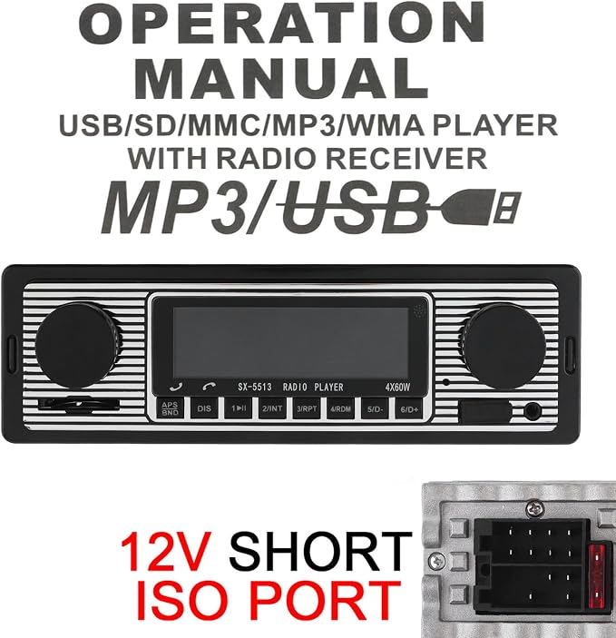 12V Bluetooth Car Radio MP3 Player Vehicle Stereo Audio Support FM/USB/SD/AUX with Remote Control