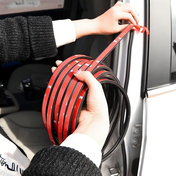 Double Layer Self-Adhesive Car Door Rubber Seal Strip - 5 Holes Sealing Stickers, Noise Insulation Weatherstrip, Edge Protector, Auto Interior Accessories for Tailgate (32.8FT)