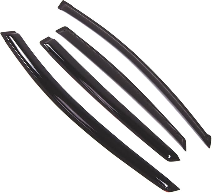 WD2-436 Dark Smoke 4 Pcs Set Window Visor (Outside Mount) Deflector Rain Guard Compatible with 2004-2009 Toyota Prius