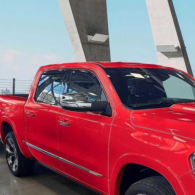 Voron Glass in-Channel Extra Durable Rain Guards for Trucks Dodge RAM 1500 2019-2026 Crew Cab, Window Deflectors, Vent Window Visors, 4 Pieces - 220159