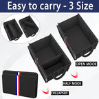Trunk Organizer for Car, Waterproof Collapsible 3 Compartments Car Organizer, Foldable Storage for Car Accessories, Tools, Sundries for Women Men, Tote Bag (Black Black, Standard)