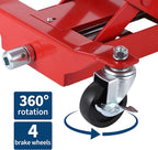 Transmission Jack 450 LBS Capacity: Low Profile Lift with 2M Safety Straps & 4 Brake Wheels, 7-23 Inch Range for Car & Truck Repair (Red)