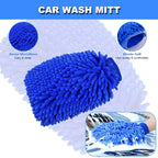 62'' Car Wash Brush with Long Handle, Car Wash Kit with Tire Brush, Tower, Window Squeegee, Chenille Microfiber Car Wash Mop Mitt, Car Cleaning Brush Kit Supplies for Car, Truck, SUV, RV