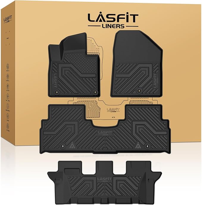Floor Mats for KIA Sorento 7 Seats 2020 2019 2018 2017 2016, All Weather TPE Custom Fit Floor Liners for KIA Sorento 1st & 2nd & 3rd Row Car Mats, Black