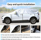 Half Car Cover Windshield Cover Car Body Cover for All Season Sunshade Cover Snow Cover Waterproof 210D Polyester with Cotton (Fit SUV)