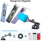 for MagSafe Car Mount Charger【Ultra Magnet】 Magnetic Phone Holders for Your Car Charger【Windshield+Vent+Dash】 Magnetic Wireless Car Phone Holder Charger Car Mount for iPhone 17 (Gray)