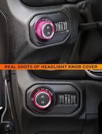 HVAC Climate Control Panel Knob Trim Kit & Light Control Switch Cover, Air Conditioner Knob Aluminum Alloy Ring for 2018-2024 Jeep Wrangler JL JLU & Gladiator JT, Interior Accessories, Pink