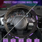 Purple Butterfly Steering Wheel Covers, 14.5" to 15.5" Car Wheel Cover Universal Fit for Suvs, Small Trucks, Sedans, Cars for Cute Women Girly (Black and Purple)
