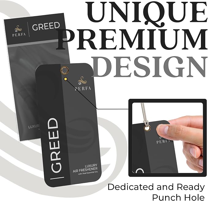 3PCS Greed Disposable Air Fresheners for Men | Long Lasting Car Air Freshener with Greed Fragrance | Lasts for 2 Weeks | Strong Car Perfume with Odor Eliminating Technology | by