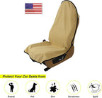 Waterproof Towel Car Seat Cover, Sweatproof Non-Slip Seat Protector, Universal Fit for Front Bucket or Rear Bench Seat of Cars, SUVs, Vans, Trucks, Compatible with Airbags and Armrests (Beige, 2 Pack)