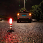 LED Safety Strobe Road Warning Light, Set of 4 | Emergency Roadside Flares Kit, Highway Beacon Alert Flare, Magnetic Base, Detachable Stand, Solid Storage Case
