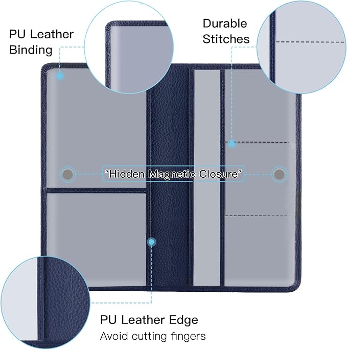 Premium Car Registration and Insurance Card Holder, Car Document Holder for Cards, Driver License & other Essential Documents (Deep Blue)