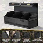 Car Trunk Organizer for SUV and Sedan, Tactical‑Black, 29.5 in | Tactical & Aerospace Oxford, Extra‑Large, Hinged Lid, Collapsible & Adjustable, Water‑Resist & Dust‑Proof