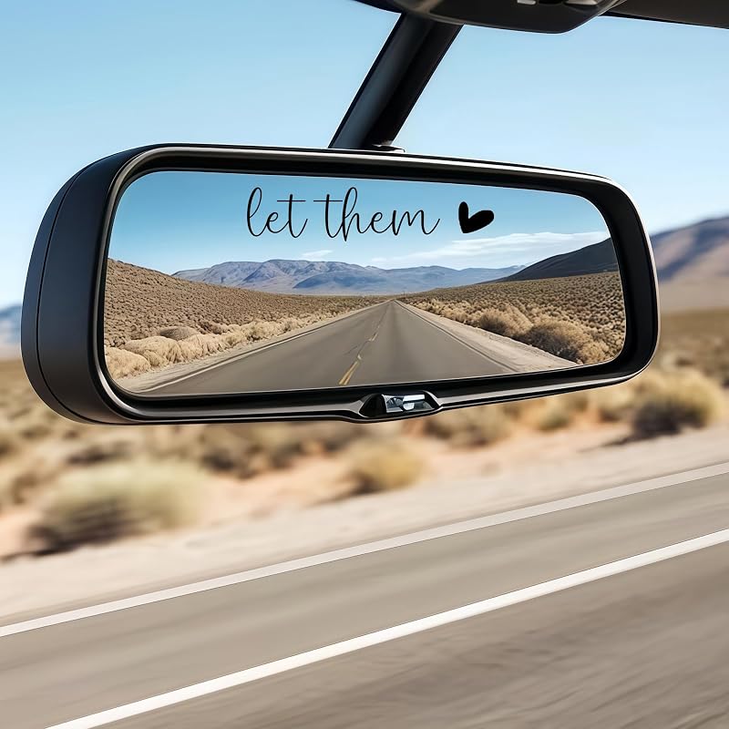 4 x Let Them Mental Health Awareness Rear View Mirror Sticker,Affirmation Mirror Stickers,Car Rearview Mirror Decal,Car Accessories For Women,Water Bottle Laptop Bumper Tumblers Vanity Mirror Decal