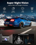 3 Channel 5G WiFi Dash Cam with 64GB Card, 2.5K/1080P Front and Rear Inside Dashcam, 2.5K/1080P/1080P Three Way Dash Camera for Cars Auto IR Night Vision, Loop Recording, APP Control(O3PRO)