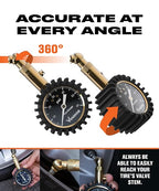 Tire Pressure Gauge - (0-60 PSI) Heavy Duty, Certified ANSI Accurate with Large 2 Inch Easy to Read Glow Dial, Low - High Air Pressure Gauge. Tire Gauge for Car and Trucks Tires by