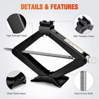 Scissor Jack for Car 2 Ton (4409 lbs), Heavy Duty Steel Scissor Lift Jack Car Kit with Crank Handle for Sedan SUV MPV Tire Changing, 3.9''-15.7'' Lifting Range Portable Small Jack, Black
