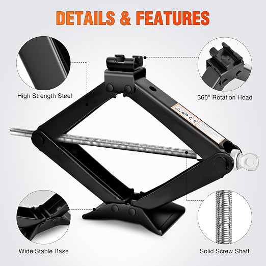 Scissor Jack for Car 2 Ton (4409 lbs), Heavy Duty Steel Scissor Lift Jack Car Kit with Crank Handle for Sedan SUV MPV Tire Changing, 3.9''-15.7'' Lifting Range Portable Small Jack, Black