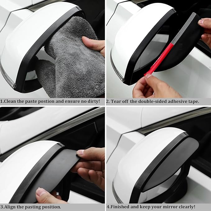 Pincuttee 2PC Side Mirror Visor Rain Guards,Car Rear View Mirror Rain Cover,Silicone Rain Shield,Mirror Cover Rubber Visor Guard((Tri-Color-Black Sport,2Pack)