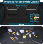 SUV Cargo Liner for Dogs, Water Resistant Dog Trunk Cover with Side Flap Protector 2 Large Pockets Pet Seat Cover for SUV Sedans Vans with Bumper Flap, Non-Slip, Large Universal Fit, Black