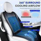 Cooling Car Seat Cover, Ventilated Seat Cushion Cooling Car Seat Pad for Summer Driving with Powerful Turbo Fans Universal Fit for Car SUV Truck Van-Light Black