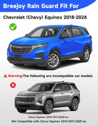 in-Channel Rain Guards Fit for Chevy Chevrolet Equinox 2018 2019 2020 2021 2022 2023 2024, Window Rain Guards, Visors Vent Visors, Window Deflector, Vent Shades Car Accessories -4 pcs