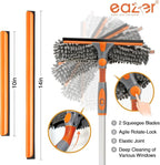 65'' Squeegee Window Cleaner 2 in 1 Rotatable Window Cleaning Tool Kit with Telescopic Pole, Window Washing Equipment with Bendable Head for Indoor/Outdoor Window and Car Glass - EAW01 Pro