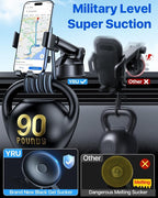 YRU Car Phone Holder Mount for Car, Dashboard Windshield Air Vent Phone Stand with Adjustable Cradle and Rotating Base, for iPhone 17 16 15 14 13 Pro Max, Samsung Galaxy