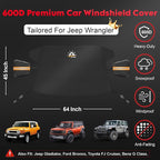 Car Windshield Snow Cover for Jeep Wrangler - 600D Car Windshield Snow Ice Cover Front Window Covers for Jeep Wrangler, Jeeps Gladiator, Ford Bronco, Toyota FJ Cruiser, Benz G Class, and More