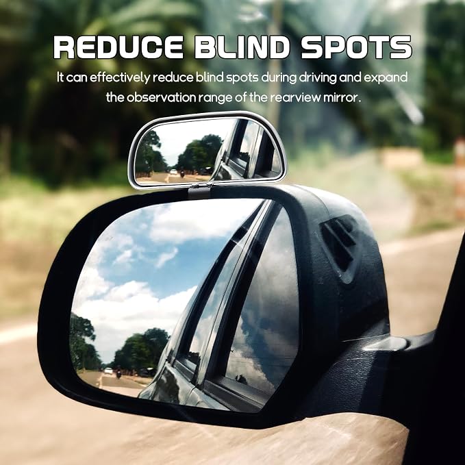 2PCS Car Blind Spot Mirror, Rectangular HD Glass Blind Spot Mirrors for Cars, 360° Adjustable Wide Angle Auto Blindspot Side Rear View Mirror, Car Accessories for SUV Truck (Screw-on, Silver)