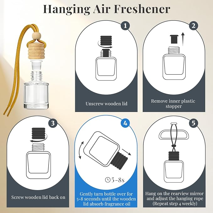 Car Air Fresheners, Hanging Car Freshener Diffuser Inspired by Hotel Marriott, Long lasting Car Odor Eliminator 2 Packs, Car Freshener Accessories for Rearview Mirror