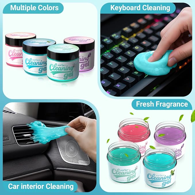 Car Cleaning Gel (Blue,Mint) Cleaning Putty Universal Dust Cleaning Car Interior Cleaner Keyboard Dust Remover Car Slime Gifts for Men Women girl（1 pack）