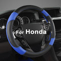 Microfiber Leather Steering Wheel Cover for Honda Accord,Civic,CR-V,HR-V,Pilot(Diamond-Pattern-Black+Blue-Standard Size)