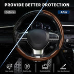 3pcs Carbon Fiber Anti-Skid Steering Wheel Cover, Waterproof Design, Universal Fit for 14-16 Inch Car Wheel Cover, Interior Car Accessories for Jeeps, SUVs, Trucks (Glossy Brown)