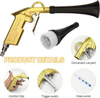 5-Piece Car Detailing Kit Air Blaster Mini Air Gun for Car Detailing, Air Compressor Blower Gun with 2 Pcs Brushes, Aluminum Alloy Dry Cleaning Gun with Detail Tool Attachments, for Car Detailing