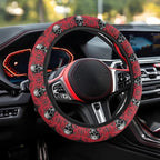 Car Steering Wheel Covers Sweat Absorption Comfort Grip for Men | Skull Bat Red Print, Halloween Decor, Car SUV Sedans Interior Accessories, Steering Wheel Protection Sweat Absorption