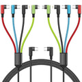 Travel Essentials USB C Multi Charging Cable 2Pack 5FT, Right Angle 4 in 1 Charging Cable, USB Cable Phone Charger with IP/Type C/Type C/Micro Port, Compatible with Most Cell Phones/Tablets and More