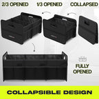 Car Trunk Organizer, Collapsible Two Compartment Organizer, Foldable SUV & Truck Storage for Car Accessories for Women Men, Non Slip Bottom, Sturdy Side Walls, Strong Handles, 75L