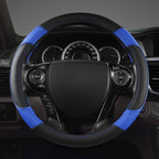 Microfiber Leather Steering Wheel Cover for Honda Accord,Civic,CR-V,HR-V,Pilot(Diamond-Pattern-Black+Blue-Standard Size)