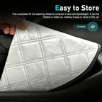 1 PC Car Steering Wheel Sun Shade, Aluminum Foil Anti-Scalding Steering Wheel Protector, Slip-On Thickened Driving Handle Heat Shield Cover, Universal for Most Cars SUVs Trucks (Silver)