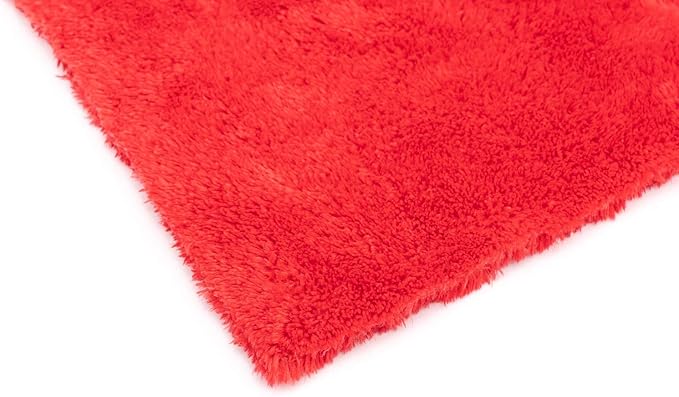 Eagle Edgeless 500 (4-Pack) Professional Korean 70/30 Blend Super Plush Microfiber Detailing Towels, 500GSM, 16in x 16in, Red