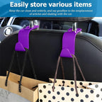 Car Seat Headrest Hook, 4PCS Vehicle Seat Back Hanger Storage Organizer for Purse Bag Coat, Auto Interior Hanging Holder Organization Accessories, Universal for SUV Sedan Truck (Purple)