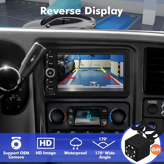 7 Inch IPS 4+64GB Touchscreen Android 14 Car Stereo for Chevrolet Silverado Impala Tahoe GMC Sierra Yukon Hummer with CarPlay & Android Auto Car Radio, Support WiFi 6, Bluetooth 5.4, Backup Camera