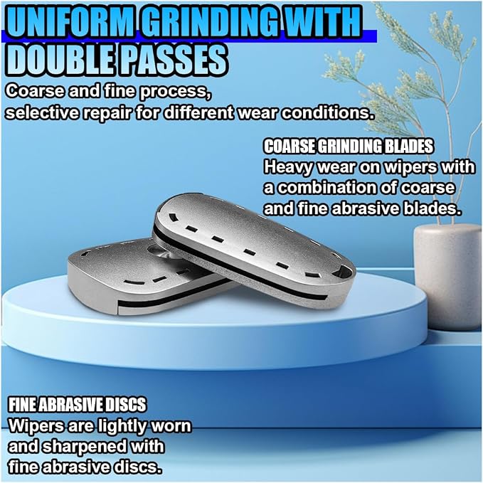 Car Windshield Wiper Repair Tool - Portable Double Sided Wiper Strip Restorer Car Windshield Wiper Regroover Tool - Windscreen Wiper Blade Cutter Cleaning Tools for Most Cars (Silver-2PCS)