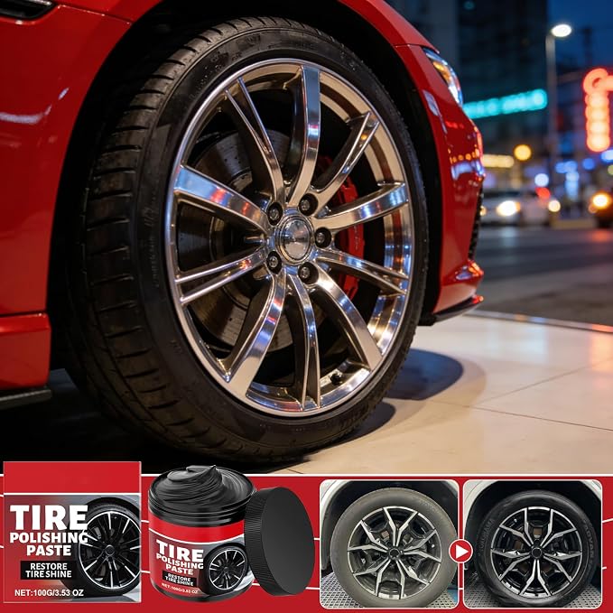 2pcs Car Tire Shine with Sponge,Tire Coating Paste, Tire Polishing Paste,Car Tire Shine for Trucks Sedans RVs SUV