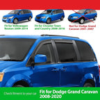 Goodyear Shatterproof in-Channel Window Deflectors for Dodge Grand Caravan 2008-2020, Rain Guards, Window Visors for Cars, Vent Deflector, Car Accessories, 4 pcs - GY008443